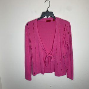 Venini Petite Womens PS Small Pink Long Sleeve Open Front Cardigan Jacket